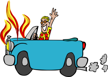 car on fire cartoon